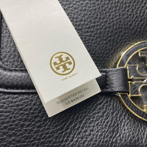 💕SALE💕Tory Burch Black Leather Amanda Fold Bag - Picture 7 of 10